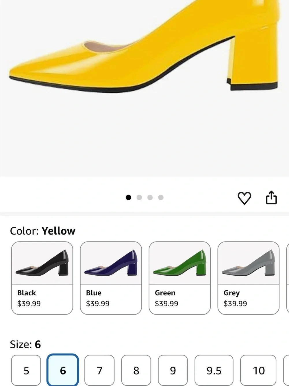 Women's Yellow Pointed Block Heel Pumps size 5.5